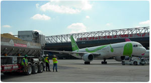 George Throop Company does airport runway and taxiway concrete repairs using Rapid set fast setting concrete so that runways can be used within two hours of replacing the concrete