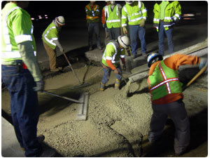 George Throop Company produces concrete for Caltrans doing highway, street, freeway and road repair primarily replacing concrete freeway panels