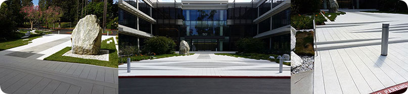White concrete produced by George Throop Pasadena for industrial commercial building creating beautiful wheel chair access