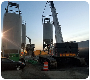 Concrete silo tilted at LaGuardia Airport NY starting concrete construction project by Throop Company