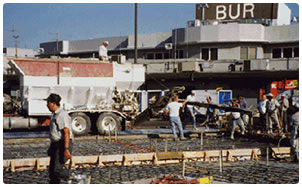 Photo of concrete production work with Rapid Set cement concrete at Burbank Airport by George Throop Company in California