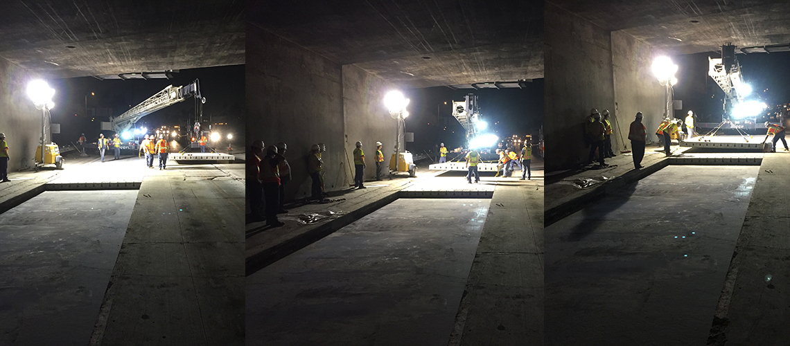 Freeway concrete panel replacement by Throop Company