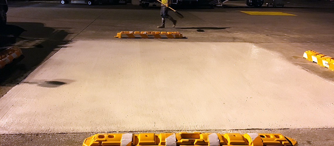 Fast setting concrete produced by Throop Company at Seattle Seatac airport