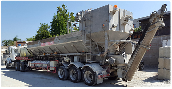Concrete production using Mobile Batch Plant from the George Throop Company in Pasadena